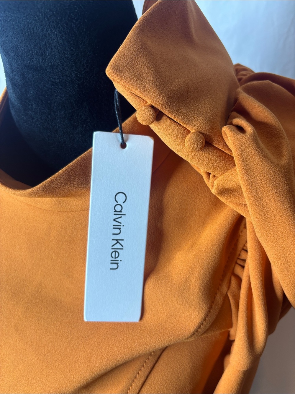 Calvin Klein Orange Puff-Sleeve Mini Dress - Picture 3 of 11